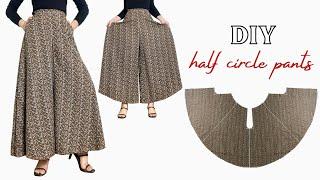 Very Easy Half Circle Pants with Pockets | Umbrella Palazzo Cutting | DIY Skirt Pants |Divided Skirt