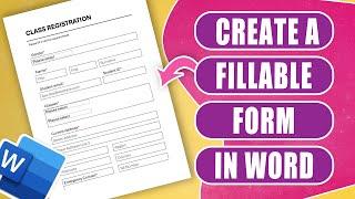 Make a fillable form in MS Word | student registration form example