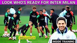 Martin Ødegaard back  Arsenal Training squad today ahead UCL against Inter #arsenal #arsenalnews