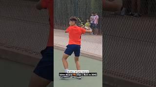Jaime Alcaraz, the 13-year-old brother of Carlos Alcaraz. So many similarities with his bro #tennis
