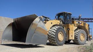 CAT 988K Wheel Loader moving gravel at Danish Gravel Pit | BIG Wheel Loader & BIG Bucket