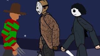 Freddy vs Jason vs Micheal part (1/4) | Drawing Cartoons 2