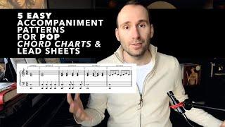 5 Easy Beginner Piano Patterns for POP Chord Charts & Lead Sheets