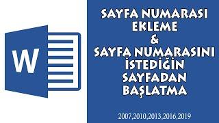 WORD SAYFA NUMARALANDIRMA & İSTEDİĞİN SAYFADAN NUMARA VERME