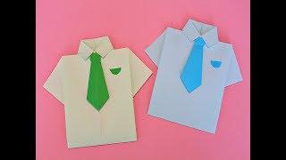 Оригами. Рубашка с галстуком из бумаги.Camisa y corbata Origami.DIY Shirt and tie origami.