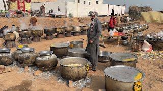 Wedding Food Preparation in Village of Desert | Mutton, Beef Qorma and Chicken Pulao for 2000+ Guest