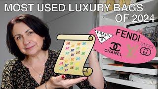 MY MOST USED LUXURY BAGS 2024 | YES I KEPT AN ACCURATE RECORD!!  | WHICH BAGS MADE THE TOP 10??!!
