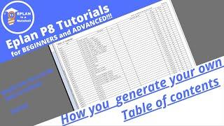 EPLAN P8 Tutorial: How to generate a table of content