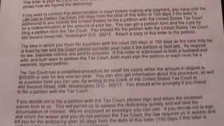 IRS Notice of Deficiency scam fraudulent default of 1862