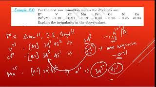 For the first row transition metals the Eovalues are: Cr Mn Fe Co Ni Cu Explain the irregularity