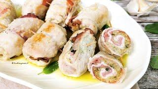 Involtini di pollo e speck, umidi, teneri e gustosi