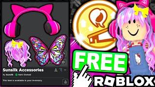 FREE ACCESSORIES! HOW TO GET Pink Cat Ear Headphones, Butterfly Wings & Fairy Hair! (ROBLOX Sunsilk)