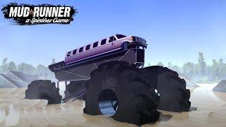 Spintires: MudRunner - Monster Limousine Driving Over The Flood In The City