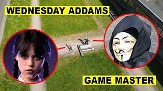 DRONE catches GAME MASTER and WEDNESDAY ADDAMS fighting at 3AM!!