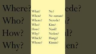 Learn question words in Turkish