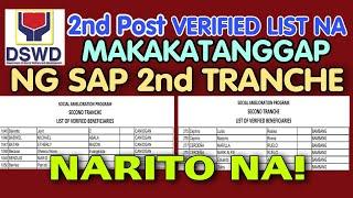 PASIGUEÑO 2nd POST NG VERIFIED LIST OF DSWD SAP 2nd TRANCHE NARITO NA!