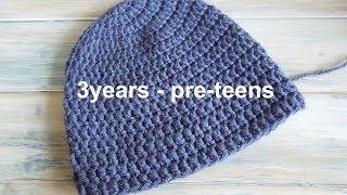 (crochet) How To - Crochet a Simple Beanie for 3 years - pre-teens