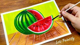 EASY Realistic WATERMELON Poster Colour Painting for Beginners | Summer Fruits Painting Tutorial