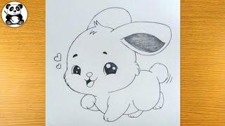 Cute bunny | rabbit animal pencil drawing | easy drawing @TaposhiartsAcademy