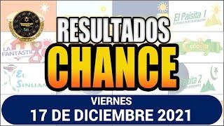 Resultados del CHANCE DE LA TARDE del viernes 17 de diciembre de 2021 