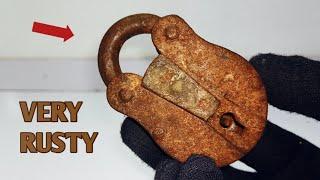 Antique Rusty Railroad Padlock  Restoration