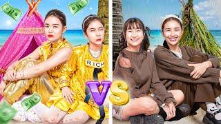 Poor Family Vs Rich Family Surviving On Desert Island!