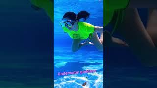 Underwater Goddess￼ Using goggles practicing breath hold￼