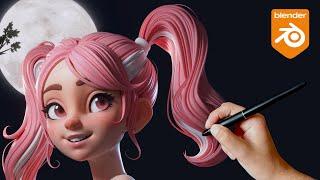 Cute Girl Sculpt in Blender 3D