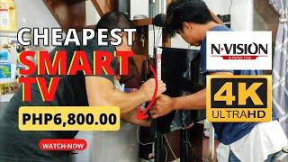 CHEAPEST SMART TV PHP6,800 LANG 4K RESOLUTION NA,  WORTH IT BA? NVISION TV UNBOXING AND REVIEW