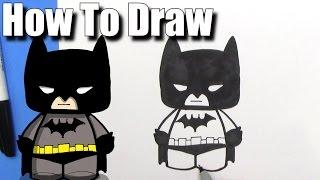 How To Draw a Cute Cartoon Batman - EASY Chibi - Step By Step - Kawaii