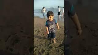 Het is playing with sand at Beach|#cutebaby |#ab digital