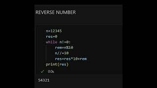 REVERSE NUMBER USING WHILE LOOP