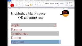 Word: Highlight a Blank Space or an Entire Row