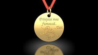 Pandantiv din aur galben cu snur model Banut Love you - ATCOM Jewelry
