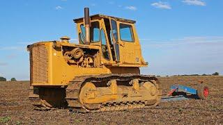 Mole draining with classic/vintage 1968 Caterpillar D8H 22A steel-track crawler tractor