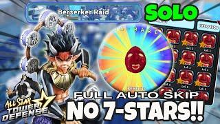 Solo Berserker Raid Using Hantengu (No 7-Stars) | Full Auto Skip | Roblox All Star Tower Defense