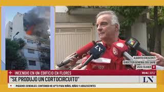 Incendio en un edificio de Flores: el fuego inició en el piso 4