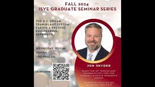 ISyE Fall 2024 Graduate Seminar Series: Jon Snyder