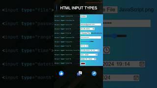 Types of Input In HTML |  | #tech #javascript #html #htmlcssjavascript #programming