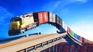 Broken Bridge Freight Trains High-Speed Accidents  BEAMNG.Drive STREAM