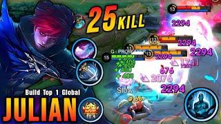 25 Kills!! Deadly Midlane Julian with Hybrid Build!! - Build Top 1 Global Julian ~ MLBB