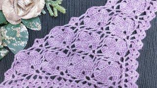 Шаль крючком из 4 - х раппортов  Crochet shawl 