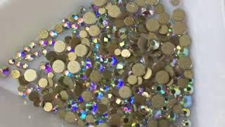 Стразы CRYSTAL AB gold foil mixsize