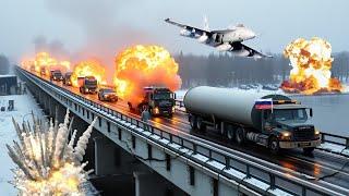 September 21! Deadliest US fighter jet destroys 85 Russian Military Vehicles on Crimean Bridge