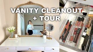 MAKEUP VANITY DECOR, ORGANIZATION, CLEANOUT & TOUR! + Jewelry organization & DIY