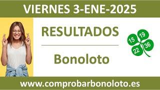 Resultado del sorteo Bonoloto del viernes 3 de enero de 2025