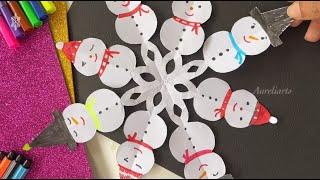 Paper Snowman Snowflake Craft Idea for Christmas | Easy Christmas Crafts