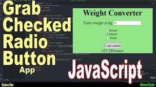 Get the value of selected radio button in JavaScript | JavaScript Project For Students | #SmartCode