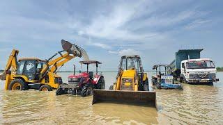 Washing My Tractors and Vehicles in Dam | JCB 3DX | Tata Truck | Mahindra Arjun 605 | Swaraj 744