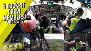 See all 5 Cockpit Crew Members!! Antonov 12 Landing in Deauville, France! [AirClips]